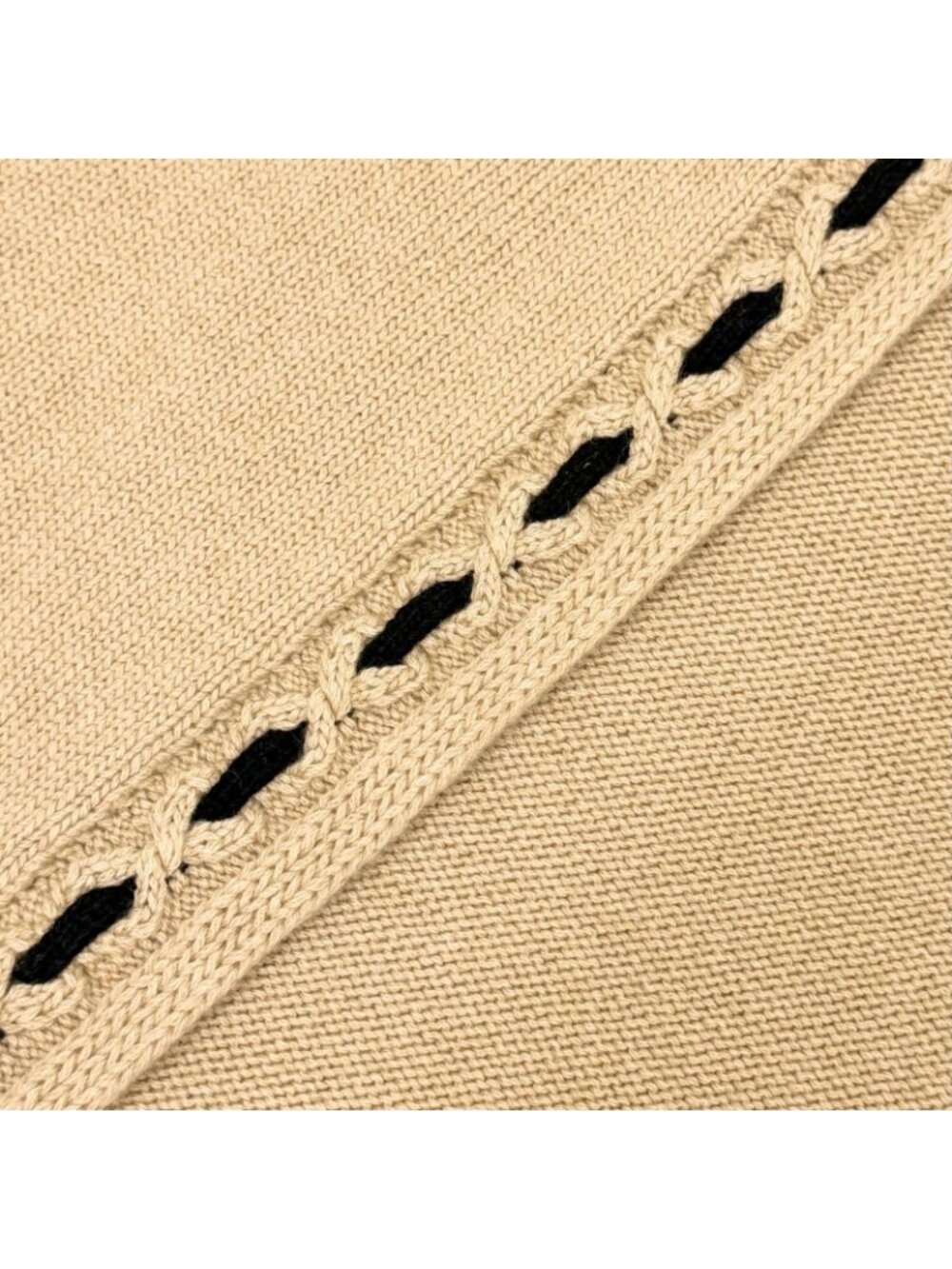 Chanel Cashmere CC Logo Long Scarf Shawl Beige Black - Picture 4 of 8